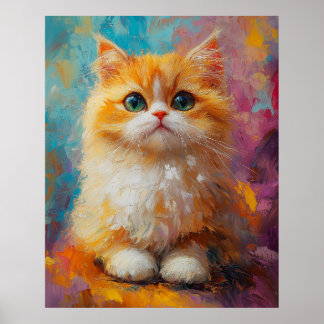 Delicate Persian Kitten — Cute Pastel Art Print Poster