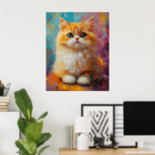 Delicate Persian Kitten — Cute Pastel Art Print Poster (Heimbüro)