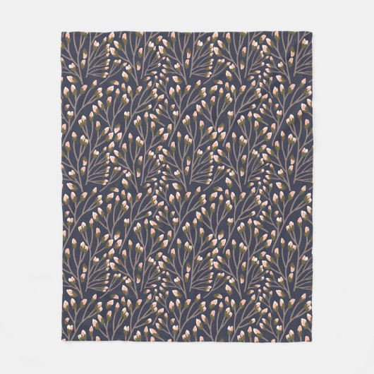 Delicate Pink Buds on Brown Branches Fleecedecke (Vorderseite)