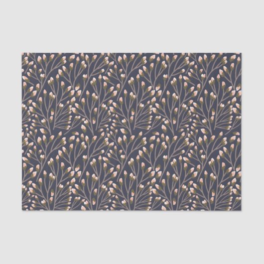 Delicate Pink Buds on Brown Branches Seidenpapier (Vorderseite)