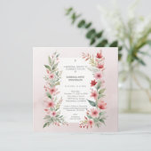 Delicate Pink Cherish Botanical Wildflower Funeral Einladung (Stehend Vorderseite)