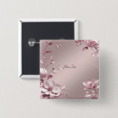 Delicate Pink Floral Button (Vorne & Hinten)