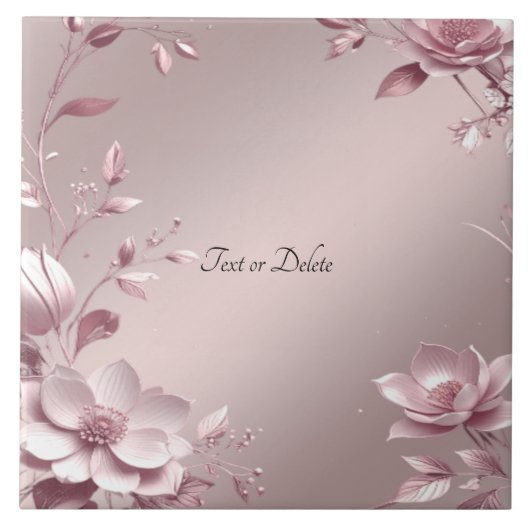Delicate Pink Floral Ceramic Tile Fliese (Vorderseite)
