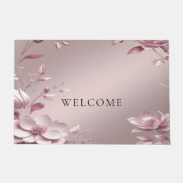 Delicate Pink Floral Doormat Fußmatte