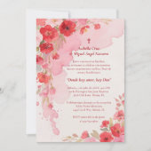 Delicate Pink Floral Frame Christian Catholic Einladung (Vorderseite)