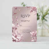 Delicate Pink Floral Frame RSVP Card Karte (Stehend Vorderseite)