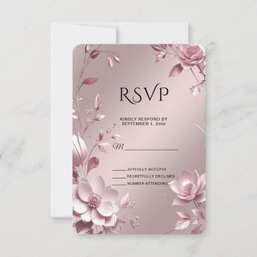 Delicate Pink Floral Frame RSVP Card Karte (Vorderseite)