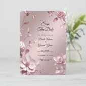 Delicate Pink Floral Frame Save The Date (Stehend Vorderseite)