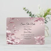 Delicate Pink Floral Frame Save The Date (Stehend Vorderseite)