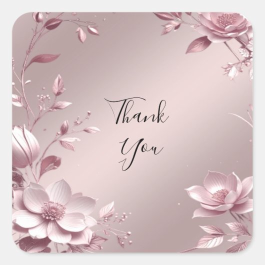 Delicate Pink Floral Frame Sticker (Vorderseite)