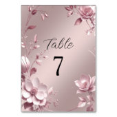 Delicate Pink Floral Frame Table Number Tischnummer (Rückseite)
