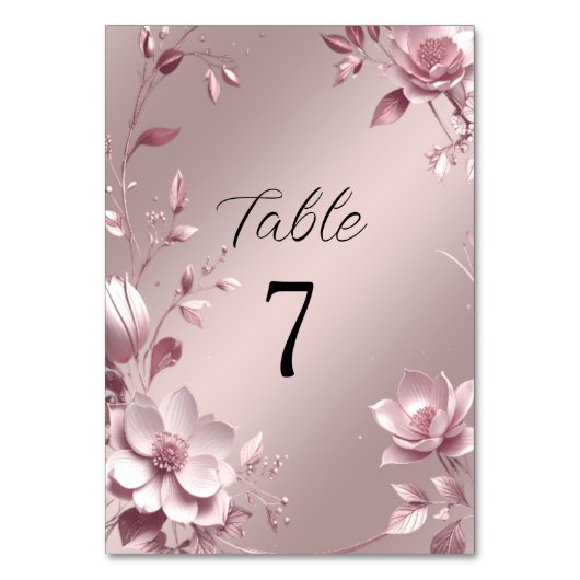 Delicate Pink Floral Frame Table Number Tischnummer (Vorderseite)