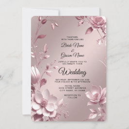 Delicate Pink Floral Frame Wedding Invitation Einladung
