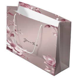Delicate Pink Floral Gift Bag Große Geschenktüte