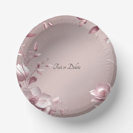 Delicate Pink Floral Paper Bowls Pappteller (Vorderseite)
