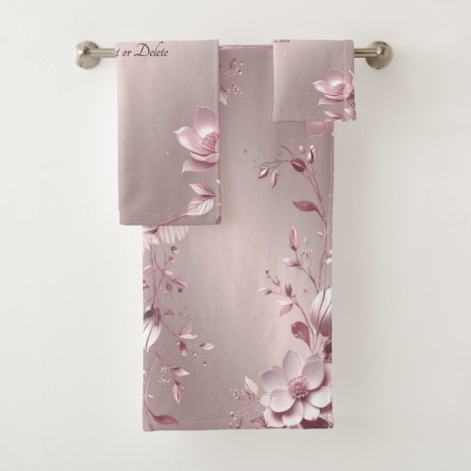 Delicate Pink Floral Towel Set (Insitu)