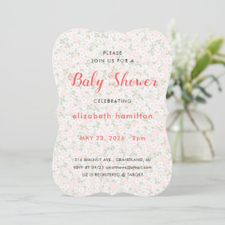 Delicate Pink Flowers Baby Shower Invitation Einladung