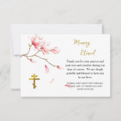 Delicate Pink Flowers Branch Orthodox Funeral Dankeskarte (Vorderseite)