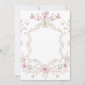 delicate pink flowers frame First Holy Communion Einladung (Rückseite)