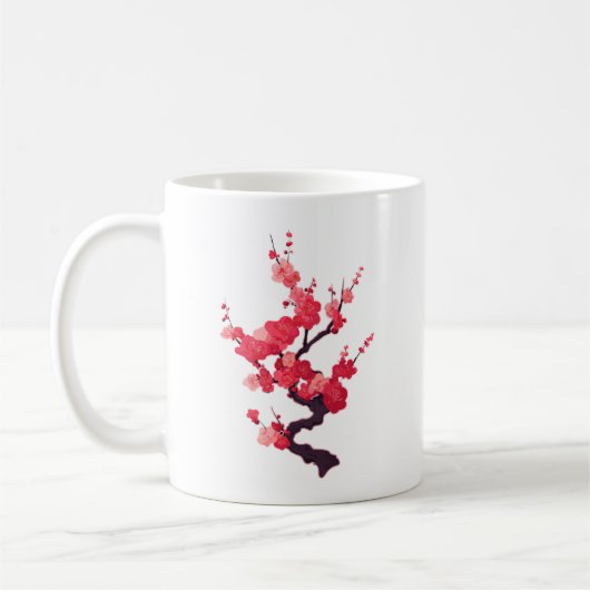 Delicate Pink Japanese Cherry Tree Twig Kaffeetasse (Links)