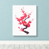 Delicate Pink Japanese Cherry Tree Twig Leinwanddruck (Insitu (Holzboden))