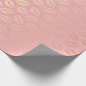 Delicate Pink Pastel Golden Kiss Hugs Geschenkpapier (Ecke)