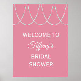 Delicate Pink Pearls Bridal Shower Poster