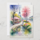 Delicate Pink Romantic Paris Landscape Wedding Save The Date (Vorderseite)
