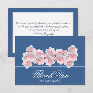 Delicate Pink Roses Floral Bridal Shower Thank You Dankeskarte