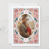 Delicate Poinsettia Oval Frame Photo Feiertagskarte (Vorderseite)