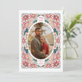 Delicate Poinsettia Oval Frame Photo Feiertagskarte (Stehend Vorderseite)