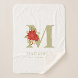 Delicate Poinsettias M Initial Christmas Girl Gift Sherpadecke