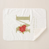 Delicate Poinsettias M Initial Christmas Girl Gift Sherpadecke (Vorderseite (Horizontal))