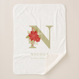 Delicate Poinsettias N Initial Christmas Girl Gift Sherpadecke