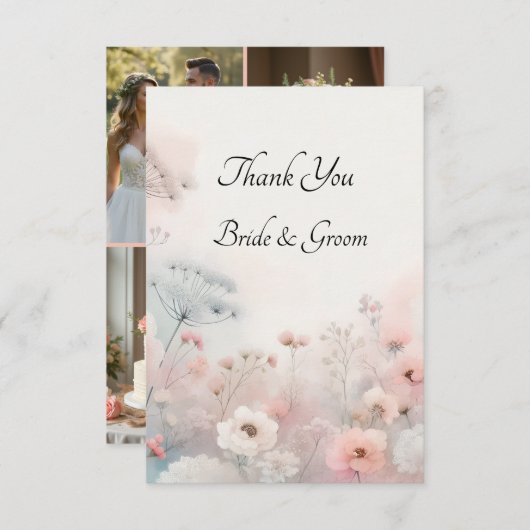 Delicate Queen Anne's Lace Photo Thank you Card Dankeskarte (Vorne/Hinten)
