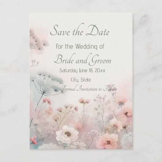 Delicate Queen Anne's Lace Save the Date Postcard Postkarte (Vorderseite)