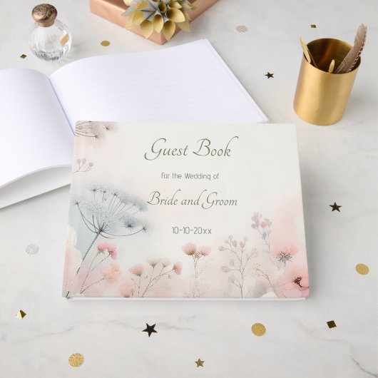 Delicate Queen Anne's Lace Wedding Guest Book Gästebuch (Vorderseite Offen)