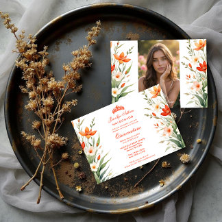 Delicate Quinceañera Orange Tiara Floral Garland Einladung