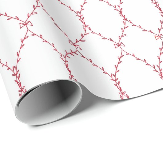 Delicate Red Geometric Pattern Giftwrap Geschenkpapier (Rolleneckpunkt)