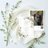 Delicate Romantic Flowers and Branches Wedding Save The Date