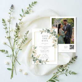 Delicate Romantic Flowers and Branches Wedding Save The Date