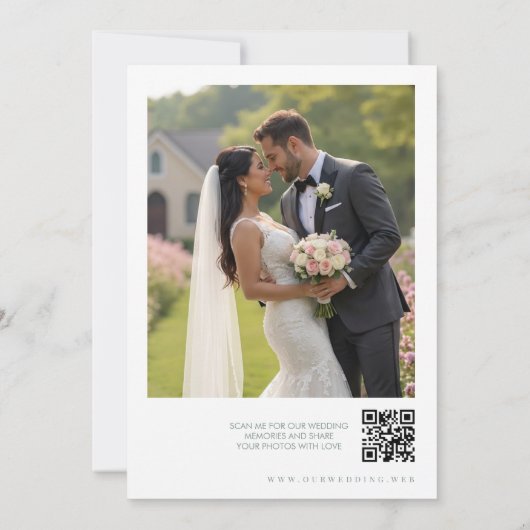 Delicate Romantic Flowers & Branches Frame Wedding Dankeskarte (Rückseite)