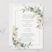 Delicate Romantic Flowers & Branches Frame Wedding Einladung (Vorderseite)
