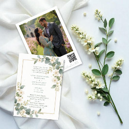 Delicate Romantic Flowers & Branches Frame Wedding Einladung