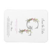 Delicate & Romantic Initial with a Floral Garland Magnet (Horizontal)