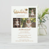 Delicate Romantic Kindergarten Graduate 4-Photo Einladung (Stehend Vorderseite)