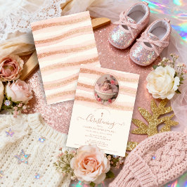 Delicate Romantic Rose Gold Glitter Baptist  Einladung