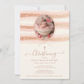 Delicate Romantic Rose Gold Glitter Baptist  Einladung (Vorderseite)