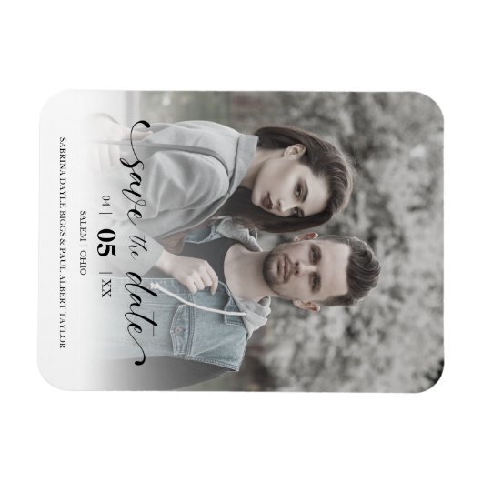 Delicate Romantic Wedding Custom Photo Couple Magnet (Horizontal)