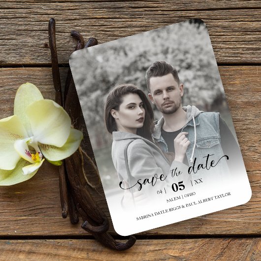 Delicate Romantic Wedding Custom Photo Couple Magnet